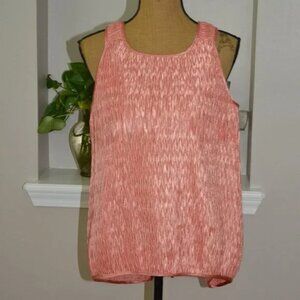Armani Emporia peach pleated crinkle sleeveless split back peplum top Italy 42